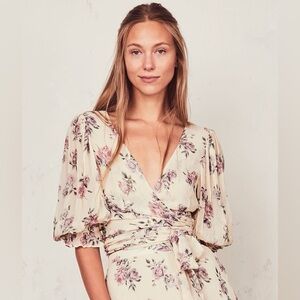 LoveShackFancy Domino Silk Top in Dream